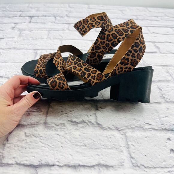 Steve Madden Haidar Cheetah Platform Chunky Sandals Women's 6.5 Soho Lug Sole - Picture 5 of 11